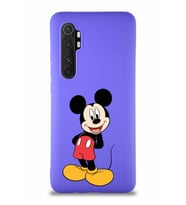 Xiaomi Mi Note 10 Lite Soft Premier Kapak Mickey Mouse-B Tasarımlı Silikon Kılıf - Mor (Şeffaf)