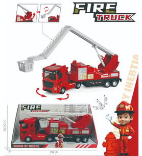 Fire Truck 25 Cm Dönebilen Kabin Sürtmeli Açılabilir Merdivenli İtfaite Arabası