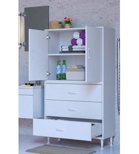 Eliusta Alia Çok Kullanışlı Dolap G:70 cm Üst Bölme Kapaklı Alt Bölme Çekmeceli 70x138x32,5 cm Modüler Dolap (Beyaz)