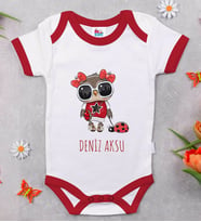 BK Kids Kişiye Özel İsimli Kırmızı Bebek Body Zıbın-40