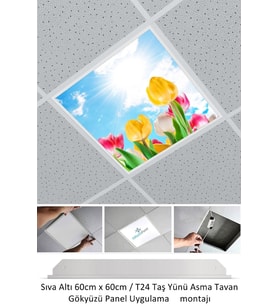 Asma Tavan-60cmx60cm-sıva Altı-54w-6500k-beyaz-led Panel-led Armatür-taş Yünü Asma Tavan-banyo Tavan