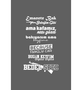 Oto Arka Cam Sticker Model 45 Beyaz 40*20 Cm