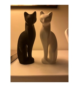 2'li Set Modern Kedi Biblo, 22 Cm Siyah Beyaz Dekoratif Kedi figürü, Pinterest Obje