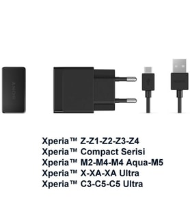 Sony Xperia Şarj Cihazı Aleti Ve Kablosu Z Z1 Z2 Z3 Z4 Z5 M5 E5 X