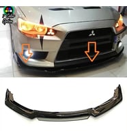 Mitsubishi Lancer Evo Gri Renkli Şeritli Dilli Ön Lip 4 Prç Parlak Siyah ABS