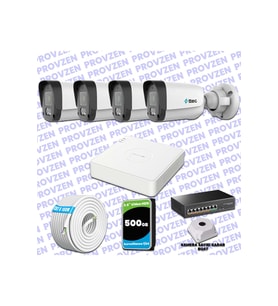 Provzen TTec Hikvision 4 Kameralı IP Full HD Mikrofonlu Güvenlik Kamerası