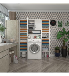 Kenzlife çamaşır makinesi dolabı hayzummaksdublemdf byz 180*126*55 % 100 mdf full mdf banyo kiler çift kapaklı arkalıklı (Karışık)