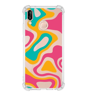 PrintiFy Huawei P20 Lite Uyumlu Köşe Korumalı Renkli Desen Tasarımlı Şeffaf Silikon Kılıf