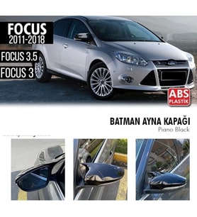 Focus Uyumlu 3-3,5 (2011-2018) Hatchback Batman Ayna Kapağı (Parlak Siyah)