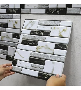 Northcity 3D Mermer Duvar Sticker - Kendinden Yapışkanlı Duvar Paneli 30x30