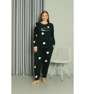Akbeniz Welsoft Polar Kadın Büyük Beden Petrol Rengi Pijama Takımı 808045