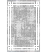 Eliana Home Baskılı, Yıkanabilir Kaymaz Taban Salon Halısı LNA0495 100x150 cm (Gri)