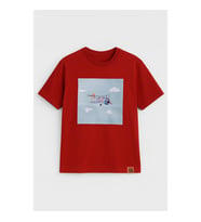 Kadın Bisiklet Yaka %100 Pamuk Helikopter Baskılı Kısa Kollu T-Shirt