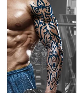 GZQB-019 YARI KALICI ETNİK DESEN KOL DÖVMESİ-TATTO