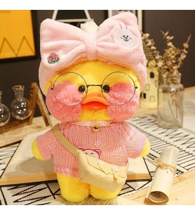 Peluş kıyafetli lalafanfan duck sevimli ördek karışık figür