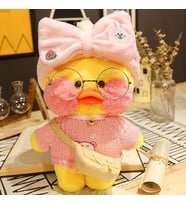 Peluş kıyafetli lalafanfan duck sevimli ördek karışık figür