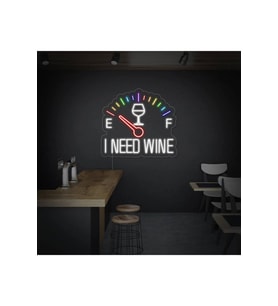 I NEED WINE Yazılı ve Şekilli Neon Tabela