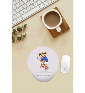 Tenisçi Teddy Desenli Bilek Destekli Mouse Pad