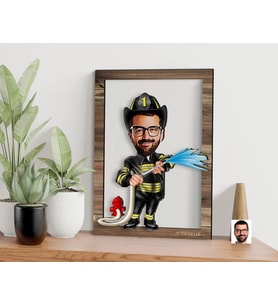 BK Gift Kişiye Özel İtfaiyeci Karikatürlü 3D Ahşap Tablo, Sevgiliye Hediye, Arkadaşa Hediye, Yıl Dönümü Hediyesi, Doğum Günü Hediyesi-1