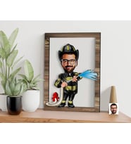 BK Gift Kişiye Özel İtfaiyeci Karikatürlü 3D Ahşap Tablo, Sevgiliye Hediye, Arkadaşa Hediye, Yıl Dönümü Hediyesi, Doğum Günü Hediyesi-1