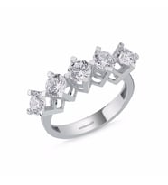 5 Taş Yüzük Beyaz Altın Swarovski (Çok Renkli)