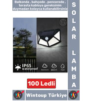 Outdoor Dış Mekan Aydınlatma Güneş Enerjili Hareket Sensörlü 3 Modlu 100 Led Solar Bahçe Lambası