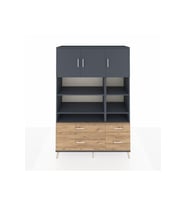 Hyperion Dolap 10 Raflı 4 Çekmeceli 3 Kapaklı 132x44x195 Antrasit-Antrasit/Çam