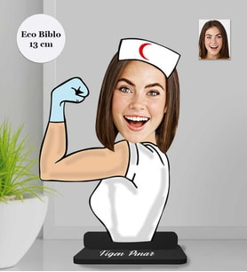 Kişiye Özel  Hemşire Kadın Ahşap Eco Biblo -5