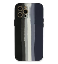 Newface Apple iPhone 12 Pro Max Kılıf Ebruli Lansman Silikon - Siyah-Lacivert