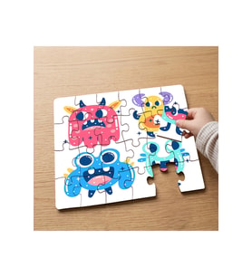 Çeşitli Canavarlar Tasarımlı 24 Parça Ahşap Çocuk Puzzle MPK0594