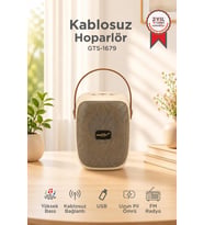 Torima Bluetooth Hoparlör Rgb Işıklı FM Radyo Kablosuz Taşınabilir Speaker GTS-1679 Bej