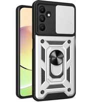 Newface Samsung Galaxy M15 Kılıf Pars Lens Yüzüklü Silikon - Gümüş