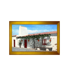 Manzara Temalı Kanvas Tablo 80 x 110 cm Gold Çerçeve