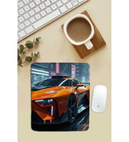 SonicTouch Bilek Destekli Turuncu Yarış Arabası Dikdörtgen Pürüzsüz Yüzey Dikişsiz Mouse Pad 18x22cm
