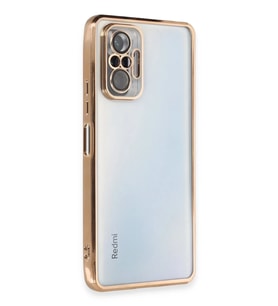 Newface Xiaomi Redmi Note 10 Pro Kılıf Razer Lensli Silikon - Gold