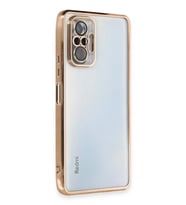 Newface Xiaomi Redmi Note 10 Pro Kılıf Razer Lensli Silikon - Gold