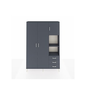Arges Gardrop 5 Raflı 3 Çekmeceli Tek Askılı 132x30x195 Antrasit-Antrasit