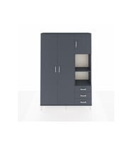 Arges Gardrop 5 Raflı 3 Çekmeceli Tek Askılı 132x30x195 Antrasit-Antrasit