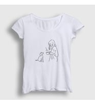 Presmono Kadın Beyaz Dog And Coffee Köpek T-Shirt 286011tt (Beyaz)
