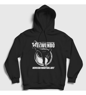 Presmono Unisex Beyaz Kick Taekwondo Ufc Mma Tekvando Kapüşonlu Sweatshirt 498020tt (Siyah)