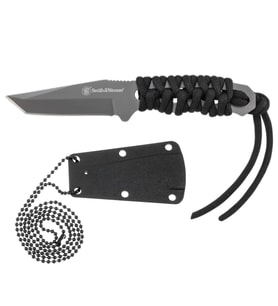 Smith Wesson® PARACORD Neck Knife Gray Plain Tanto Fixed Boyun Bıçağı SW910TAMCP