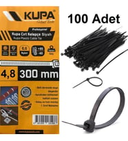Kupa Plastik Cırt Kelepçe Siyah 4.8 x 300 mm. - 100 Adet