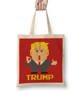 Trump Simplified Pixel President Bez Çanta Uzun Saplı