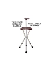 Yükseklik Ayarlı Oturma Aparatlı Baston, Konforlu ve Güvenli Kullanım