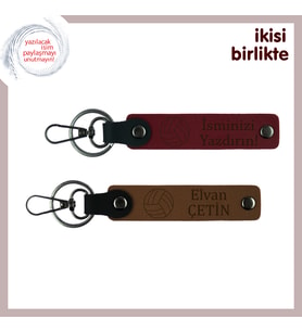 Servis Noktasında Doğan Dostluklara, İsim Yazılabilir Özellikli Anahtarlık Takımı, Bordo-Açık Kahve