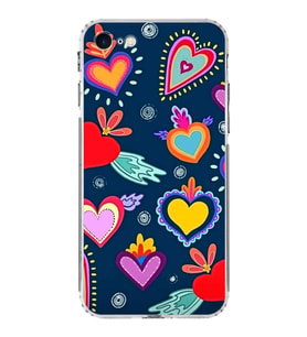 PrintiFy iPhone 7 ile Uyumlu Retro Color 3  Kamera Korumalı Şeffaf  Kılıf