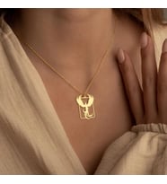 Kişiye Özel 925 Ayar Gümüş Zarif Anka Kuşu Kolye (Gold)