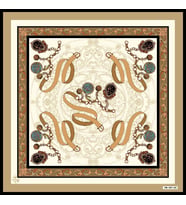 Kemer Zincirli Desen Black Seri Twill Eşarp Eşarp Askısı ile Birlikte 90x90 cm V