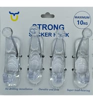 YATE10 4 Adet Şeffaf Yapışkanlı Askı