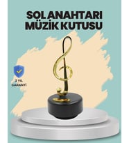 Altın Nota Sol Anahtarı Müzik Box Döner Mekanizmalı Hediyelik